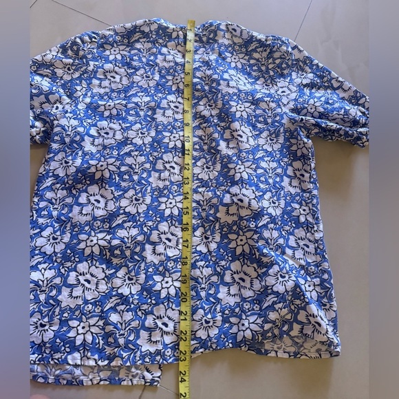 J Crew Linen-cotton blend ruffle top with puff sleeves  White/ Floral Summer XS - Picture 16 of 16